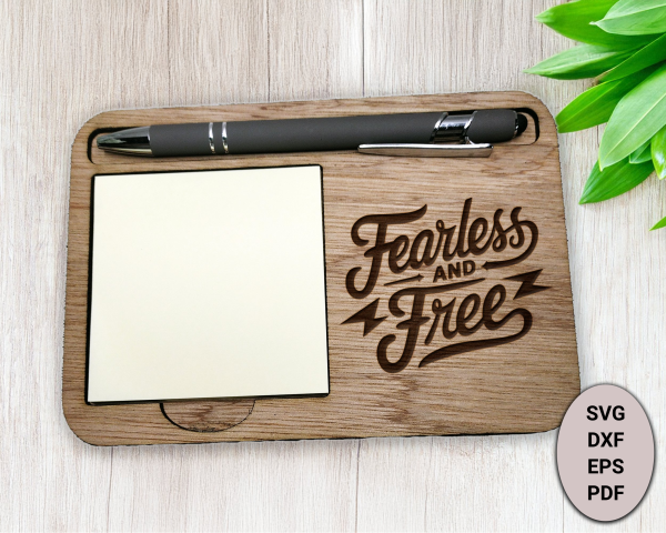 Fearless and Free Sticky Notepad Holder Laser SVG File