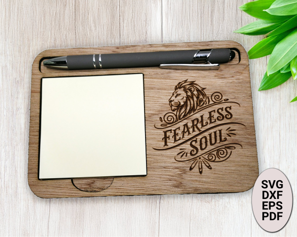 Fearless Soul Lion Design Positive Affirmation Laser SVG Notepad Holder