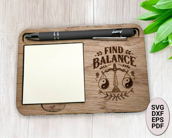 Find Balance Positive Affirmation Laser SVG Notepad Holder