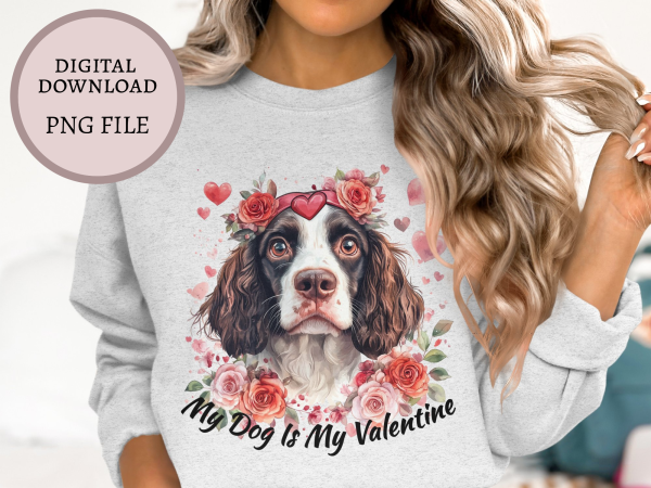 Adorable Valentine Dog with Floral Heart Sublimation Design PNG