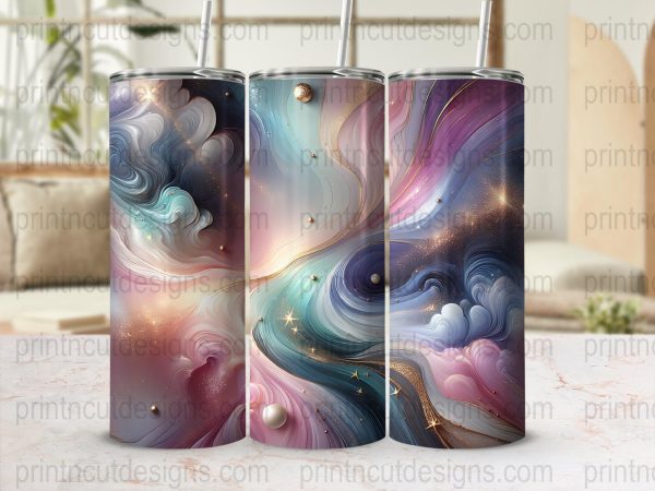 Cosmic Swirls and Stars 20oz Skinny Sublimation Tumbler Wrap