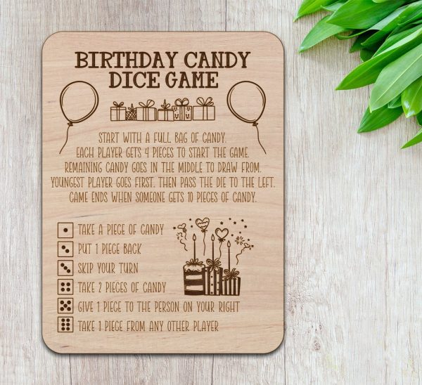 Birthday Candy Dice Game Laser Cutting SVG Design