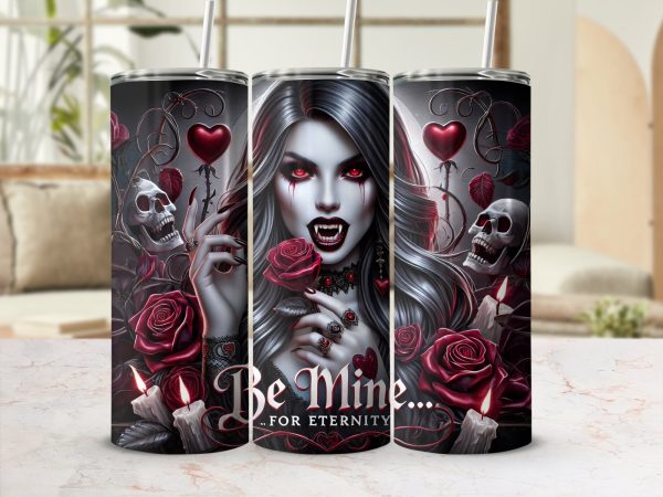 Gothic Vampire Be Mine 20oz Skinny Tumbler Sublimation Wrap PNG