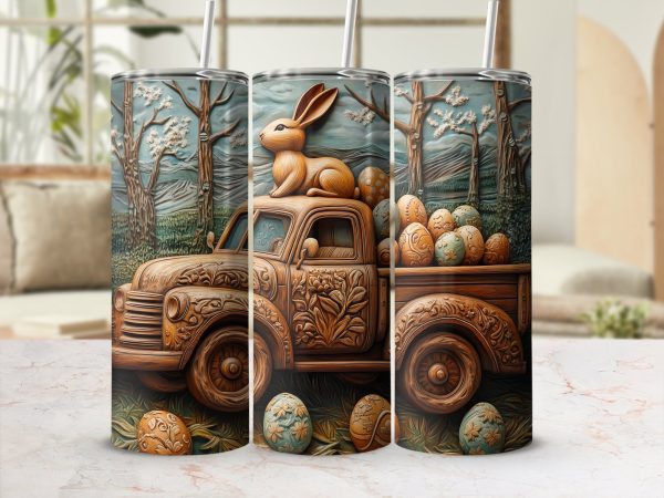 Rustic Vintage Truck with Bunny and Easter Eggs - Image 2