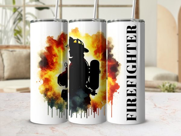 Firefighter Silhouette Tumbler Wrap - Image 2