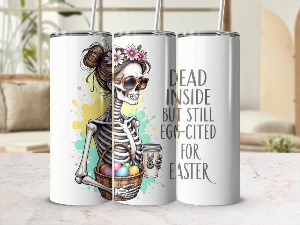 Dead Inside But Still Egg-cited for Easter 20oz Skinny Tumbler Wrap - Image 2