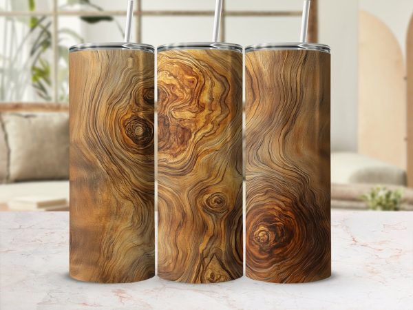 Abstract Swirled Wooden Texture Effect 20oz Sublimation Tumbler Wrap - Image 2