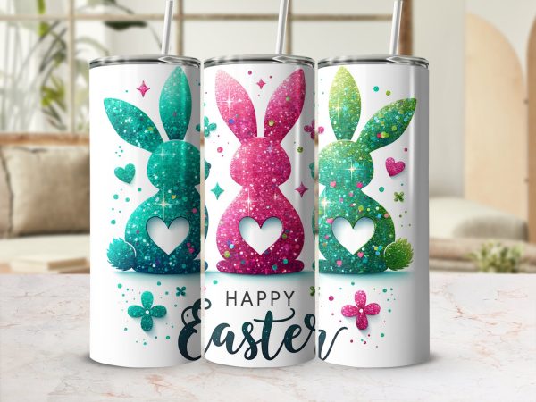 Happy Easter Bunny Heart 20oz Sublimation Tumbler Wrap - Image 2