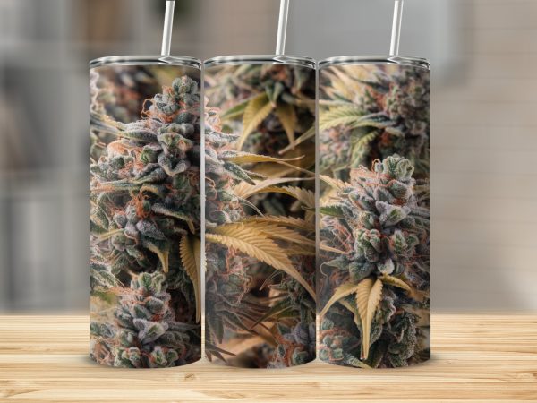 Cannabis Flower Design 20oz Skinny Tumbler Sublimation Wrap PNG