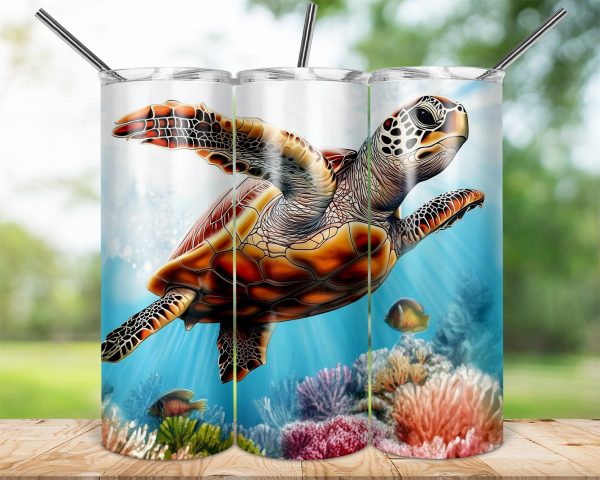 Stunning Sea Turtle Underwater Scene 20oz Sublimation Tumbler Wrap