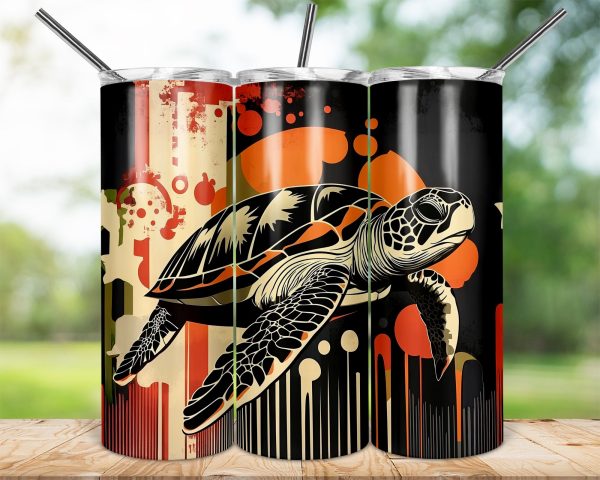 Retro Artistic Sea Turtle Graphic 20oz Sublimation Tumbler Wrap