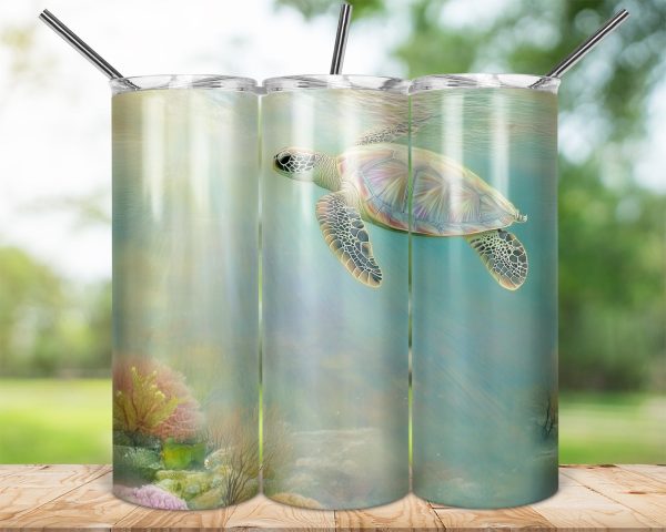 Beautiful Ocean Turtle Design 20oz Sublimation Tumbler Wrap