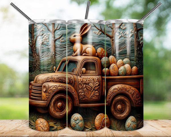 Rustic Vintage Truck with Bunny and Easter Eggs