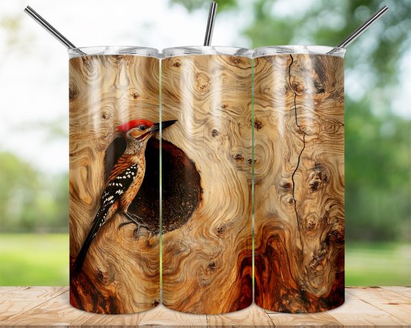 Woodpecker on Tree Knot Design 20oz Sublimation Tumbler Wrap