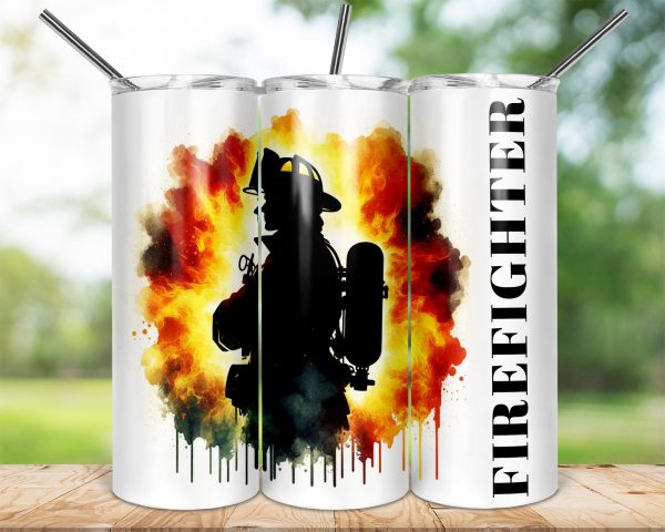 Firefighter Silhouette Tumbler Wrap