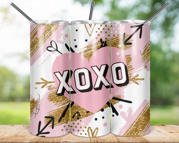 XOXO Pink Heart Skinny Tumbler