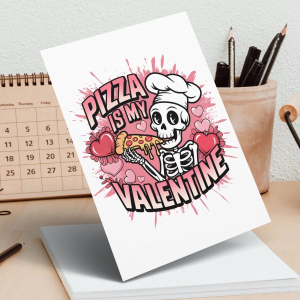 Pizza Is My Valentine Skeleton Sublimation Design 300 dpi PNG - Image 4