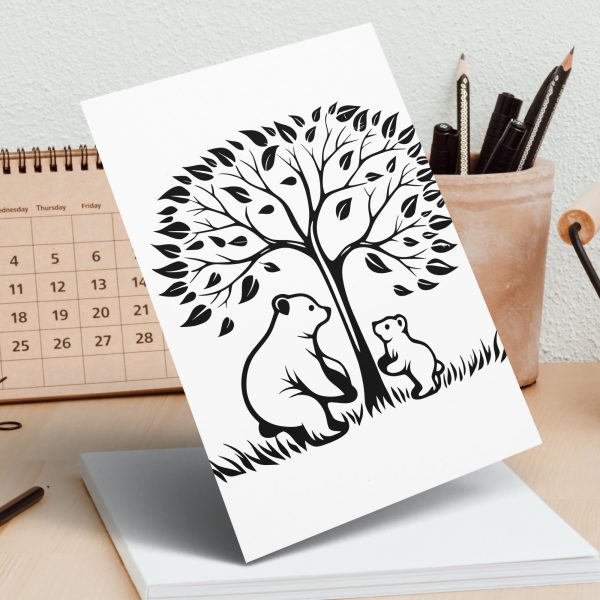 Bear Family Under Tree Clip Art SVG Design Element File - Image 6