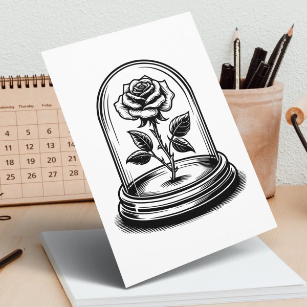 Blooming Rose under Glass Dome SVG Design Element File - Image 6