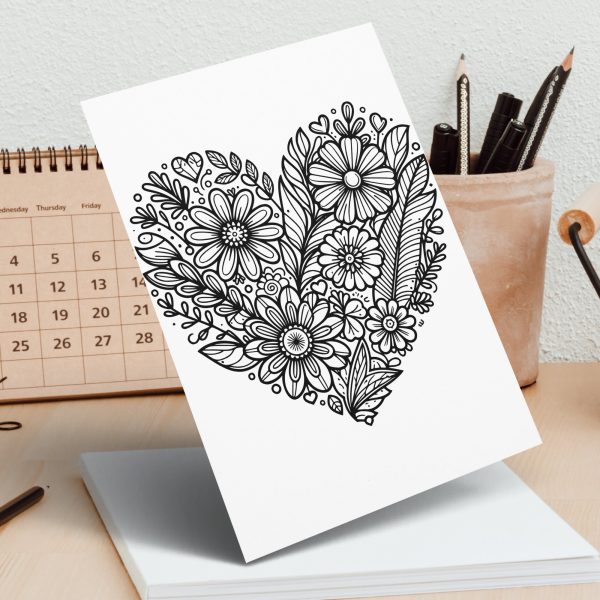 Ornate Heart Shape with Flowers SVG Design Element File - Image 6