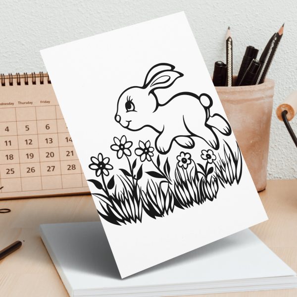 Cute Bunny Hopping with Flowers SVG Design Element File - Image 6