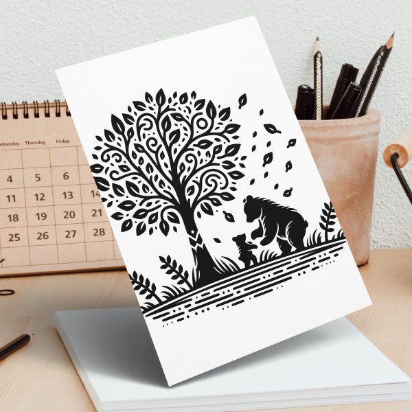 Whimsical Bear and Tree Nature SVG Design Element File - Image 6