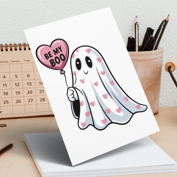 Cute Ghost with Balloon Be My Boo Sublimation Design 300 dpi PNG - Image 4