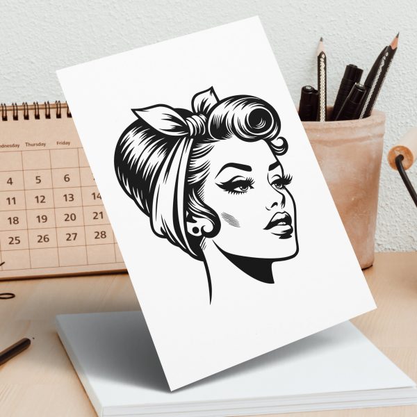 Retro Woman Head Illustration SVG File Design Element - Image 4