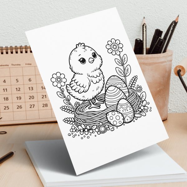 Adorable Easter Chick with Floral Motif SVG File Design Element - Image 4