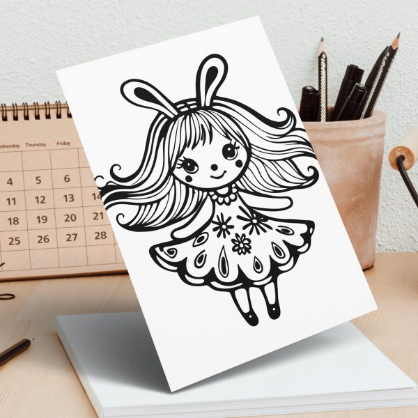 Whimsical Girl with Bunny Ears SVG File Design Element - Image 4