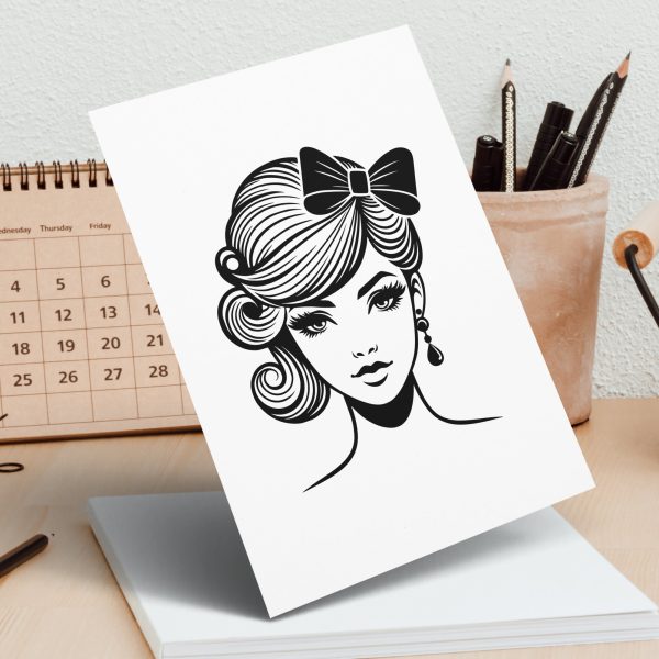 Elegant Woman Portrait with Stylish Hair SVG File Design Element - Image 4