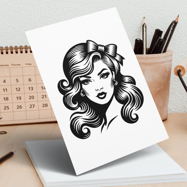 Elegant Woman with Flowing Hair SVG File Design Element - Image 4