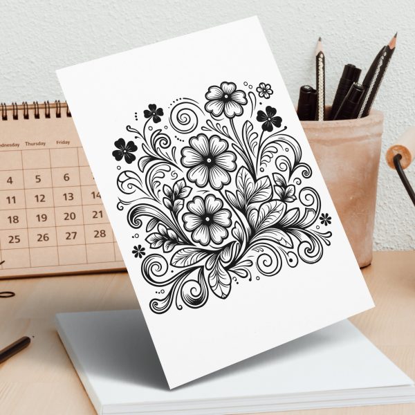 Floral Pattern with Swirling Vines SVG File Design Element - Image 4