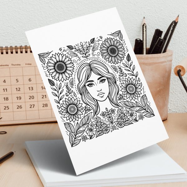 Beautiful Woman Surrounded by Flowers SVG File Design Element - Image 4