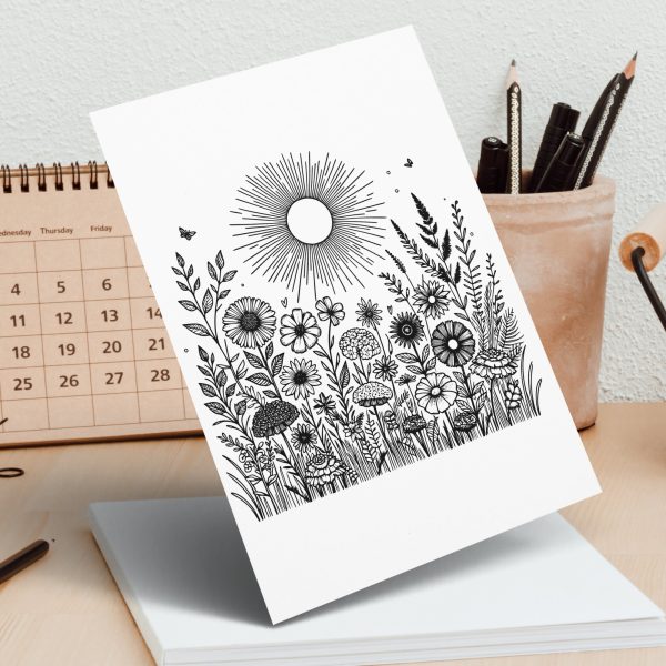 Beautiful Intricate Sun and Flowers SVG File Design Element - Image 4