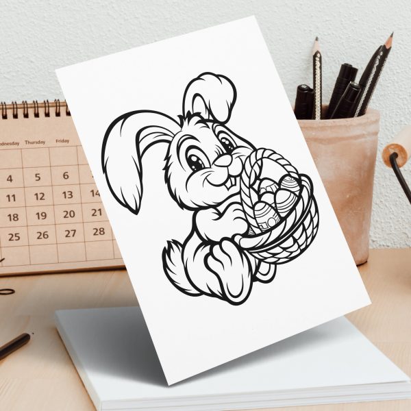 Adorable Bunny Carrying Basket Of Easter Eggs SVG File Design Element - Image 7