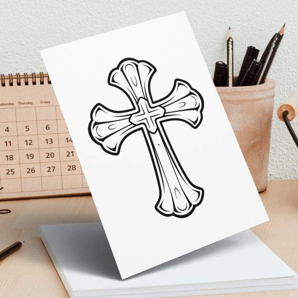 Ornate Decorative Cross Outline SVG File Design Element - Image 7