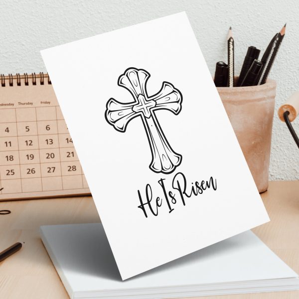 Intricate Cross and He Is Risen Text SVG File Design Element - Image 7