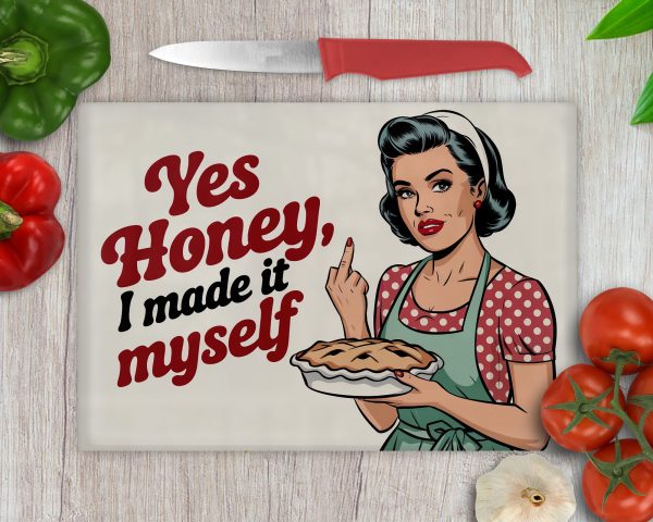 Retro Homemaker with Pie Cutting Board Sublimation Design PNG