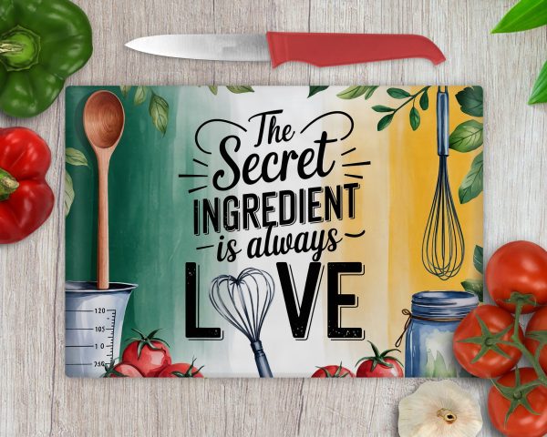 The Secret Ingredient Is Always Love Cutting Board Sublimation Design PNG