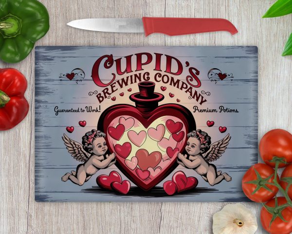 Cupid's Brewing Company Heart Cutting Board Sublimation Design PNG