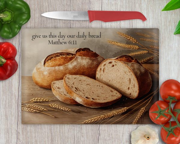 Rustic Bread Scene with Wheat Cutting Board Sublimation Design PNG