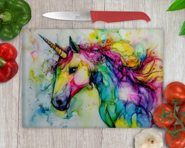 Colorful Abstract Unicorn Art Cutting Board Sublimation PNG Design - Image 2