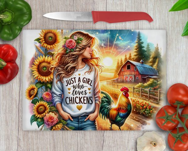 Just A Girl Who Loves Chickens Cutting Board Sublimation PNG Design - Image 2