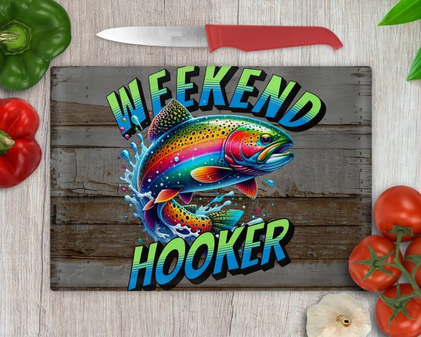 Weekend Hooker Fish Glass Cutting Board Sublimation Design PNG - Image 2