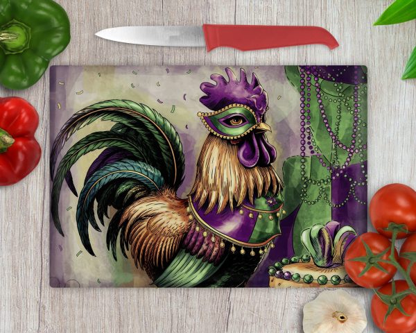 Rooster Mask Mardi Gras Sublimation PNG Design, Colorful Farm Animal Digital Art, Printable Cutting Board Decor, Instant Download