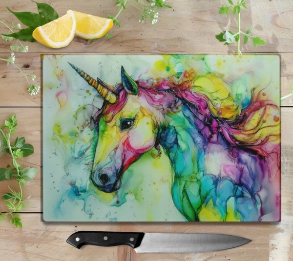 Colorful Abstract Unicorn Art Cutting Board Sublimation PNG Design