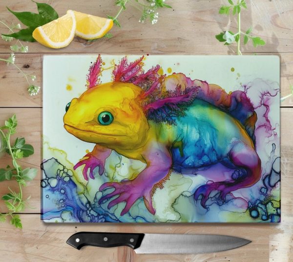 Watercolor Axolotl Artwork for Cutting Board Sublimation PNG Design