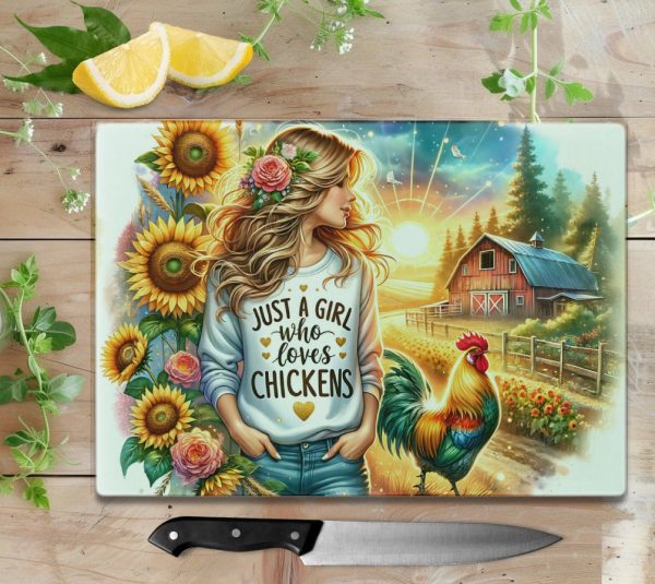 Just A Girl Who Loves Chickens Cutting Board Sublimation PNG Design