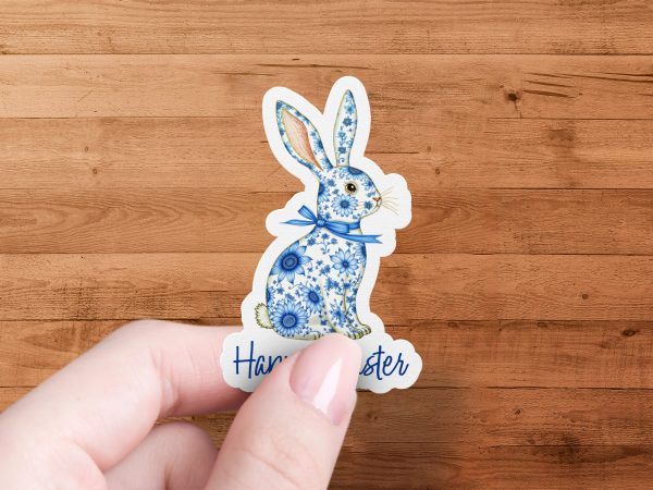 Happy Easter Bunny 300 DPI Sublimation PNG Transparent Background Spring Floral Rabbit Design Easter Decoration Clipart - Image 3